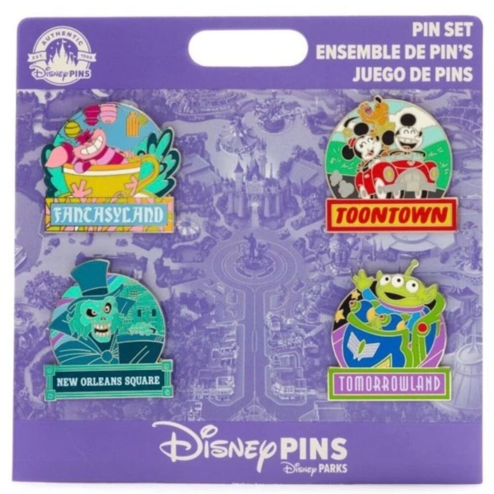 Disney Parks Disneyland Lands 4 Pin Booster Set NWT